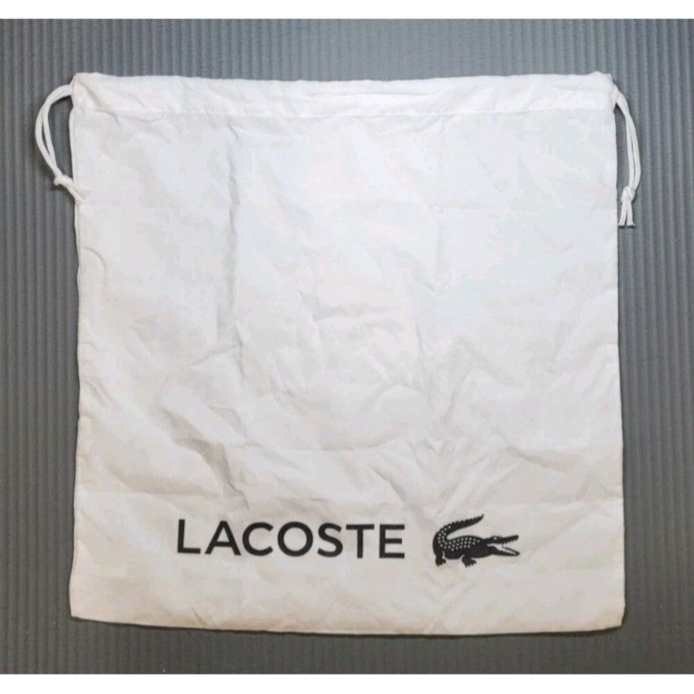 Authentic Lacoste 15" x 16" White Drawstring Dust Bag